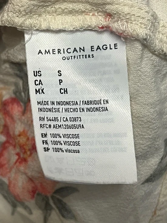 AE Floral Tie-Front Crop Top Cream Floral Crop Strapy Cottagecore Boho - Picture 5 of 8